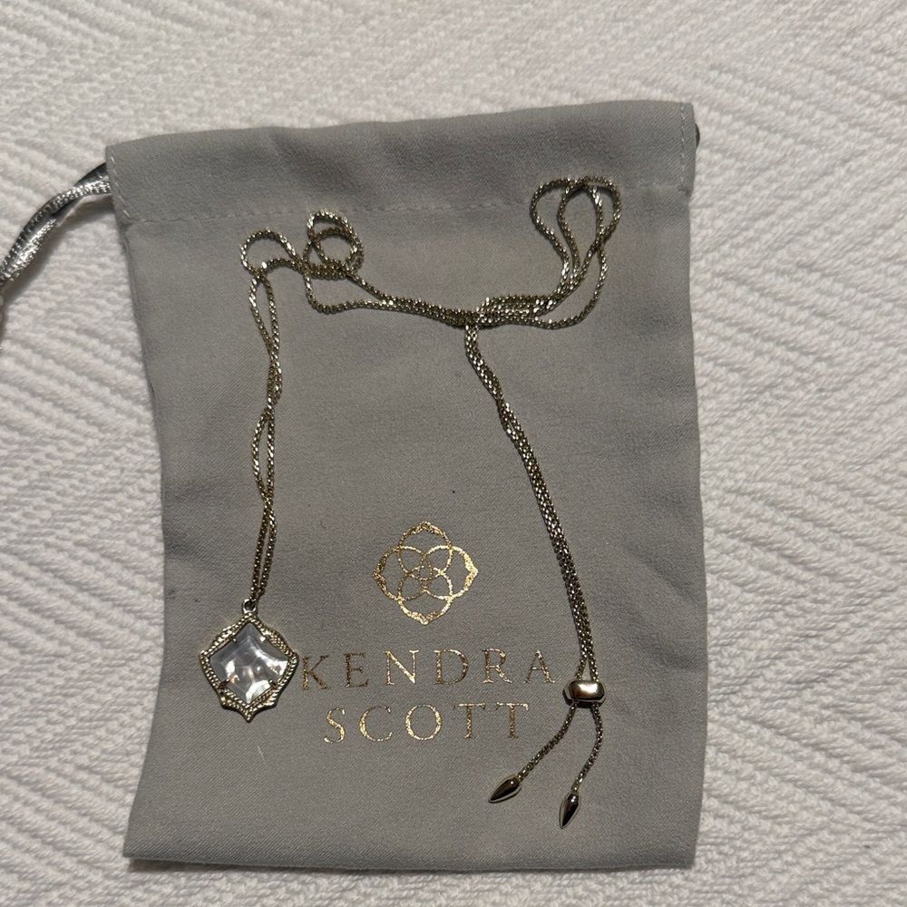 Kendra Scott Gold Necklace with Diamond-Shaped Ivory Pendant